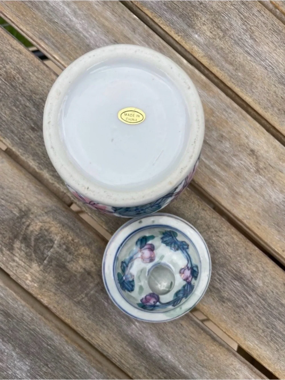Vintage Ceramic Ginger Jar Hand Painted Floral Pastel Small Urn
